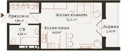1-комнатная 33.79 м² в ЖК Новая Англия от 24 230 грн/м², Киев