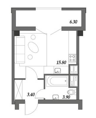 1-комнатная 29.6 м² в ЖГ ARTVILLE от 17 350 грн/м², пгт Авангард