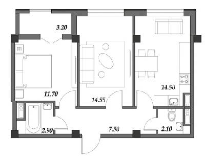 2-комнатная 56.1 м² в ЖГ ARTVILLE от 17 100 грн/м², пгт Авангард