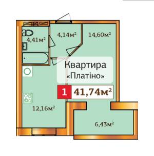 1-кімнатна 41.74 м² в ЖК Дорадо від забудовника, Хмельницький