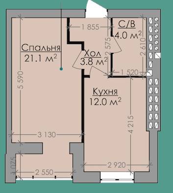 1-комнатная 36.5 м² в ЖК Агора от застройщика, Хмельницкий