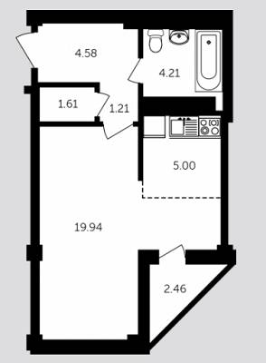 1-комнатная 37.28 м² в ЖК Адмирал Сенявин от 16 090 грн/м², Херсон