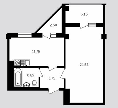 1-комнатная 46.79 м² в ЖК Адмирал Сенявин от 16 090 грн/м², Херсон