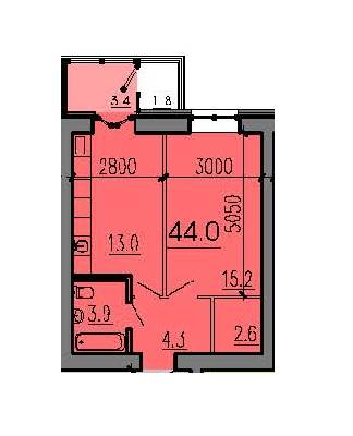 1-комнатная 44 м² в ЖК Алые Паруса от 13 100 грн/м², Днепр