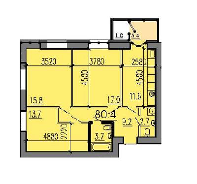 3-комнатная 80.4 м² в ЖК Алые Паруса от 12 500 грн/м², Днепр