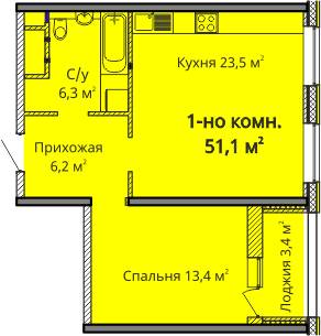 1-кімнатна 51.1 м² в ЖК Альтаїр 3 від 30 650 грн/м², Одеса