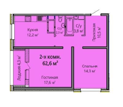 2-комнатная 62.6 м² в ЖК Альтаир 3 от 24 650 грн/м², Одесса