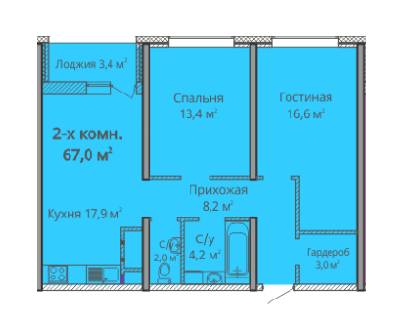 2-комнатная 66.8 м² в ЖК Альтаир 3 от 25 450 грн/м², Одесса
