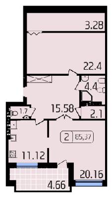 2-комнатная 85.37 м² в ЖК Паркове от застройщика, Львов