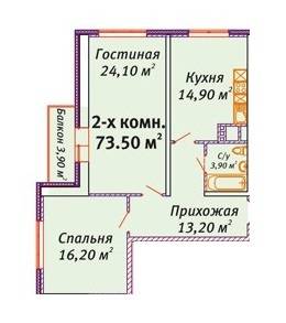 2-комнатная 73.5 м² в ЖК Апельсин от застройщика, Одесса