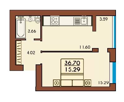 1-кімнатна 36.7 м² в ЖК Lemongrass від 18 100 грн/м², м. Ірпінь