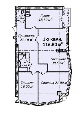 3-кімнатна 116.8 м² в ЖК Бельетаж. Будинок на Бєлінського від забудовника, Одеса