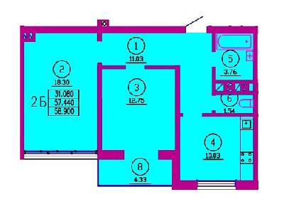 2-комнатная 58.9 м² в ЖК Варшавський от 14 200 грн/м², г. Ковель