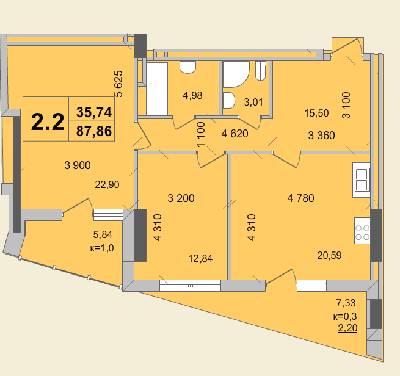 2-комнатная 87.86 м² в КД Гоголевская, 47 от 56 490 грн/м², Киев