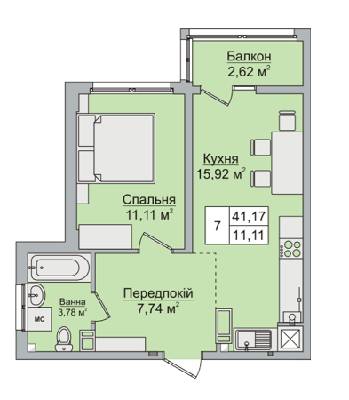1-комнатная 41.17 м² в ЖК Стожары от 14 000 грн/м², с. Софиевская Борщаговка