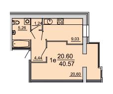1-комнатная 40.57 м² в ЖК Династия от 12 500 грн/м², Винница