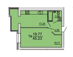 1-комнатная 45.23 м² в ЖК Династия от 12 500 грн/м², Винница