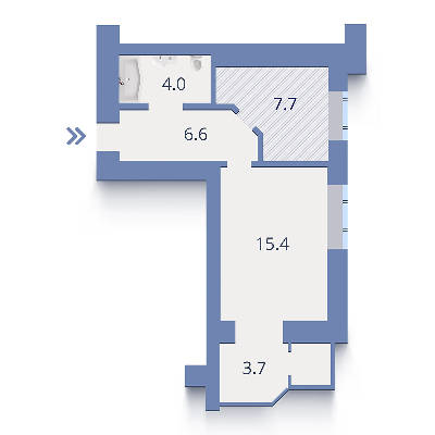 1-комнатная 36.66 м² в ЖК Дипломат от застройщика, г. Ирпень