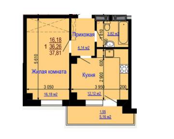 1-кімнатна 37.81 м² в ЖК Будинок на Зерновій від 14 100 грн/м², Харків