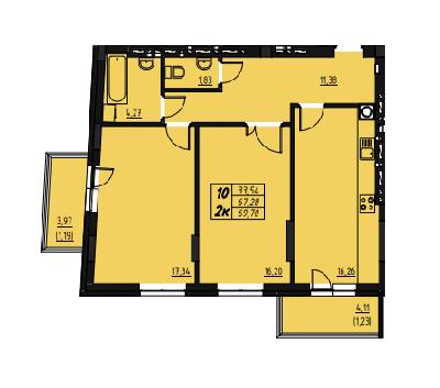 2-комнатная 69.7 м² в ЖК Дом на Калнышевского от 14 700 грн/м², Львов