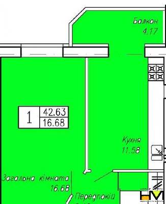 1-комнатная 42.63 м² в ЖК Позитив от 12 000 грн/м², г. Ирпень