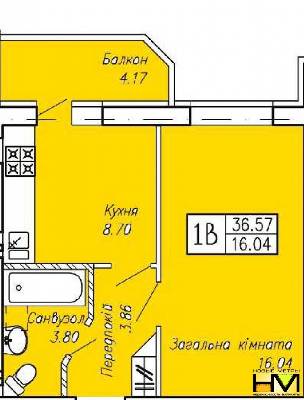 1-кімнатна 36.57 м² в ЖК Позитив від 12 000 грн/м², м. Ірпінь