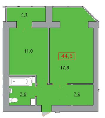 1-комнатная 44.5 м² в ЖК Европейский от застройщика, Ужгород