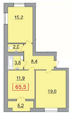 2-комнатная 65.5 м² в ЖК Европейский от застройщика, Ужгород
