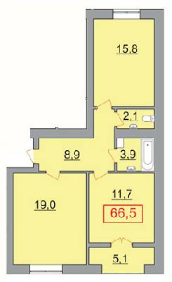 2-комнатная 66.5 м² в ЖК Европейский от застройщика, Ужгород