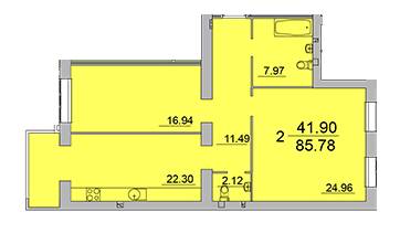 2-комнатная 85.78 м² в ЖК Европейский квартал от 10 200 грн/м², Винница