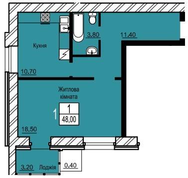 1-кімнатна 48.3 м² в ЖК Зелений від 18 500 грн/м², м. Біла Церква
