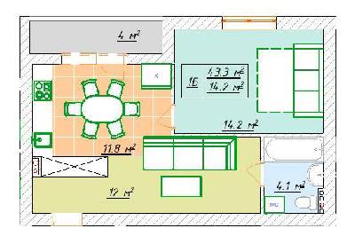 1-кімнатна 43.3 м² в ЖК Зелений Гай від 10 000 грн/м², м. Обухів