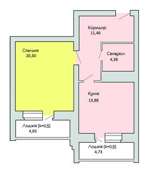 1-комнатная 54.71 м² в ЖК Левада от 11 500 грн/м², г. Борисполь