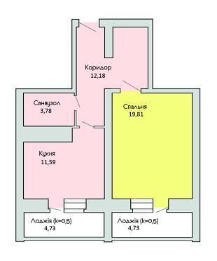 1-кімнатна 52.08 м² в ЖК Левада від 11 500 грн/м², м. Бориспіль