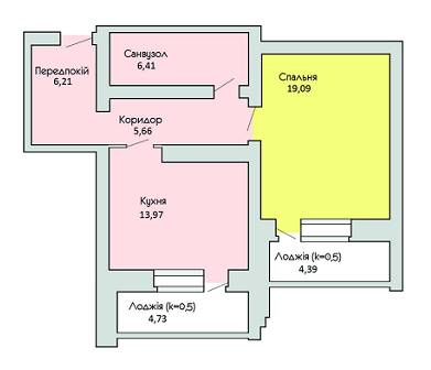 1-кімнатна 55.89 м² в ЖК Левада від 11 500 грн/м², м. Бориспіль