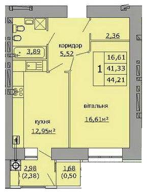 1-комнатная 44.21 м² в ЖК на Стрыйской от 13 000 грн/м², Львов