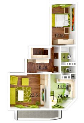 2-комнатная 74.7 м² в ЖК Липовая Аллея от 18 220 грн/м², Львов