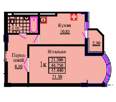 1-кімнатна 45.44 м² в ЖК Львівський дворик від забудовника, Львів