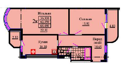 2-комнатная 64.48 м² в ЖК Львовский дворик от застройщика, Львов