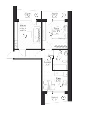 2-кімнатна 48.8 м² в ЖК Металіст від 17 550 грн/м², Харків