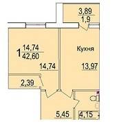 1-кімнатна 42.6 м² в ЖК Морський від 13 000 грн/м², м. Южне