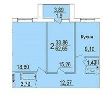 2-кімнатна 62.65 м² в ЖК Морський від 13 000 грн/м², м. Южне