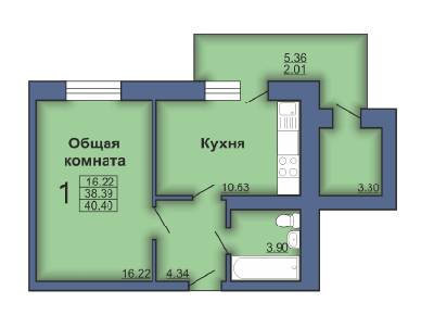 1-комнатная 40.4 м² в ЖК по бул. Боровиковського, 4 от 11 500 грн/м², Полтава