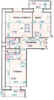 2-комнатная 67.99 м² в ЖК по пер. Олега Кошевого, 12 от 12 500 грн/м², г. Кременчуг