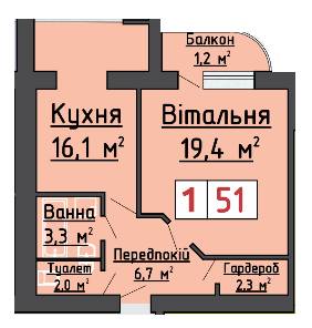 1-комнатная 51 м² в ЖК на ул. 40-летия Победы, 4 от 12 500 грн/м², г. Ковель