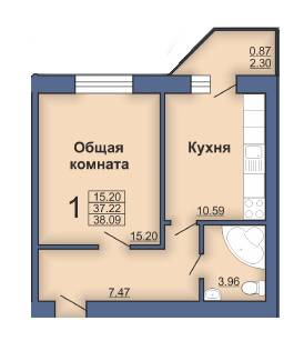 1-кімнатна 38.09 м² в ЖК на вул. Бідного, 5 від забудовника, Полтава
