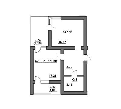1-комнатная 52.62 м² в ЖК на ул. Богдана Хмельницкого, 27А от застройщика, Львов