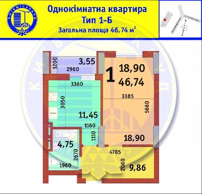 1-комнатная 46.76 м² в ЖК Драгоманова от застройщика, Киев
