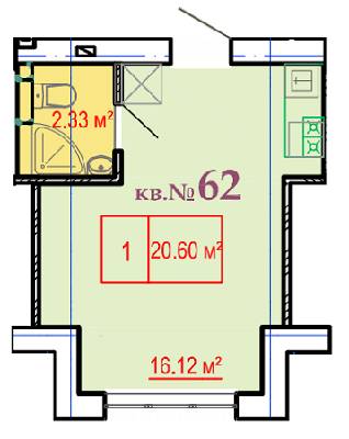 1-комнатная 20.6 м² в ЖК на ул. Косарева (Соколова), 25 от 12 900 грн/м², Харьков