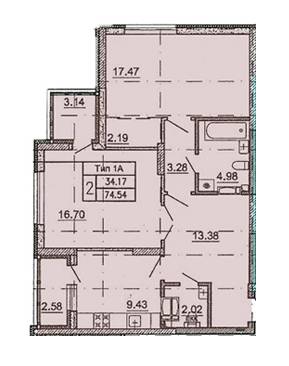 2-комнатная 74.54 м² в ЖК на ул. Краковская, 27А от 25 300 грн/м², Киев